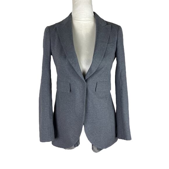 Brunello Cucinelli Gray Blazer Cotton Blend Silk Accent Women’s Size 40 / XS - Picture 1 of 9